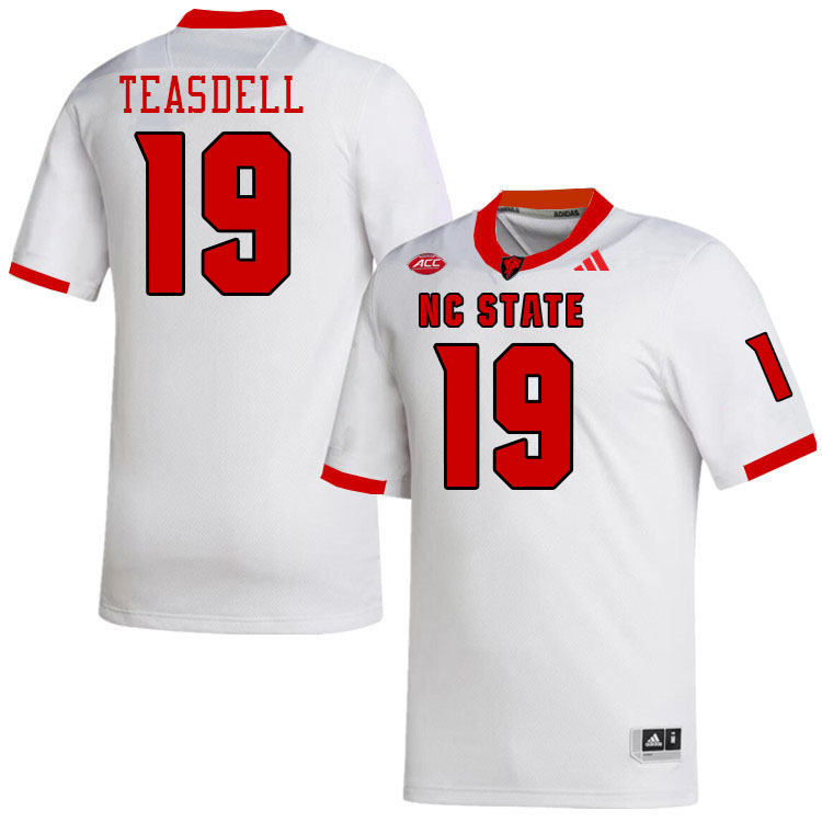 NC State Wolfpack #19 Tristan Teasdell College Football Jerseys Stitched-White